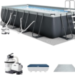 Intex Ultra XTR 18ft x 9ft x 52in Rectangular Frame Above Ground Pool with Sand Filter Pump & Solar Cover