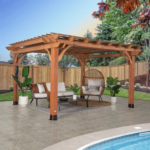 Backyard Discovery Beaumont 14 ft. x 12 ft. Cedar Wood Pergola with PowerPort