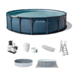 Intex UltraLuxe 20ft x 52in Round Above Ground Pool Set with Smart Saltwater System & Sand Filter Pump
