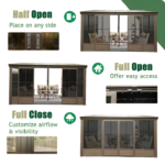 TOTAL Outdoor 10' × 12' All-Season Sunroom Gazebo with Steel Roof & PVC Screen - Image 4