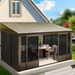 TOTAL Outdoor 10' × 12' All-Season Sunroom Gazebo with Steel Roof & PVC Screen - Image 2