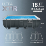 Intex Ultra XTR 18ft x 9ft x 52in Rectangular Frame Above Ground Pool with Sand Filter Pump & Solar Cover - Image 3