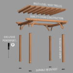Backyard Discovery Beaumont 12 ft. x 10 ft. Cedar Wood Pergola with PowerPort - Image 2