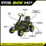RYOBI R1 80V HP Brushless 30 in. Riding Lawn Mower Kit - Image 3