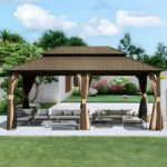 DOMI Outdoor Living 12x20 Classic Hardtop Gazebo with Aluminum Frame, Galvanized Steel Double Roof, Netting & Curtains - Image 3