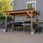 Backyard Discovery Saxony XL Cedar Grill Gazebo with Galvanized Steel Roof & PowerPort