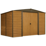 Arrow Woodridge 10 ft. x 8 ft. Galvanized Steel Storage Shed with Woodgrain Finish