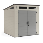 Suncast 7' x 7' Modernist Resin Outdoor Storage Shed – Steel-Reinforced Multi-Wall Panels