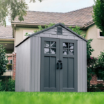 Lifetime 7' x 7' Outdoor Storage Shed, Gray – UV-Protected HDPE with Quick-Wall Clips