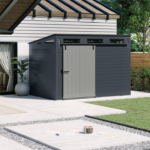 Suncast Modernist 10' x 7' Sliding Door Storage Shed – Ash Woodcast Finish, 483 Cu. Ft. Capacity - Image 2
