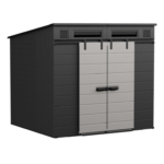 Suncast Modernist 8' x 7' Dual Barn Door Storage Shed – 362 Cu. Ft. Capacity, Steel Frame
