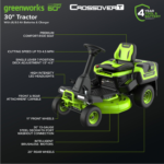 Greenworks 60V 30-Inch CrossoverT Electric Riding Lawn Tractor - Image 3