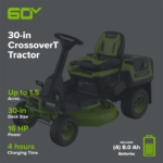 Greenworks 60V 30-Inch CrossoverT Electric Riding Lawn Tractor - Image 2