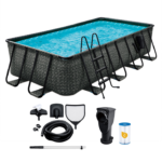 Funsicle 16 x 42-Inch Rectangular Oasis Designer Lap Above Ground Swimming Pool – Dark Herringbone