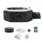 Intex PureSpa Onyx Black 4-Person Octagon Jet & Bubble Deluxe Spa Set - Image 2