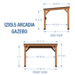 Backyard Discovery Arcadia 12 x 9.5 ft. Cedar Wood Hardtop Gazebo with Galvanized Steel Roof - Image 3