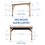Backyard Discovery Arcadia 14 x 12 ft. Cedar Wood Hardtop Sloped Roof Gazebo with PowerPort - Image 2