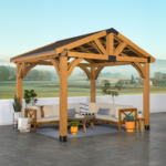 Backyard Discovery Arlington 12 x 10 ft. Cedar Wood Hardtop Gazebo with PowerPort