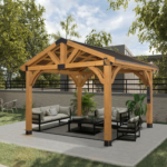 Backyard Discovery Arlington 12 x 10 ft. Cedar Wood Hardtop Gazebo with PowerPort - Image 3