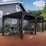 Backyard Discovery Stonebridge 20 x 9.5 ft. All-Steel Hardtop Gazebo with PowerPort