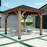 Backyard Discovery Barrington 10 x 10 ft. Cedar Wood Hardtop Gazebo with PowerPort