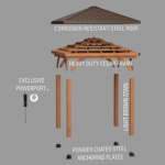 Backyard Discovery Barrington 10 x 10 ft. Cedar Wood Hardtop Gazebo with PowerPort - Image 2