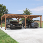 Backyard Discovery Arcadia 24 x 12 ft. Cedar Wood Hardtop Sloped Roof Gazebo with PowerPort
