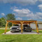 Backyard Discovery Kingsport 20 x 20 ft. Cedar Wood Carport with Galvanized Steel Sloped Roof & PowerPort - Image 3