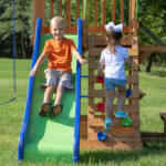 Backyard Discovery Beach Front Cedar Wooden Swing Set with Slide, Monkey Bars & Picnic Table - Image 2