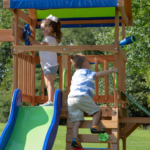 Backyard Discovery Beach Front Cedar Wooden Swing Set with Slide, Monkey Bars & Picnic Table - Image 3