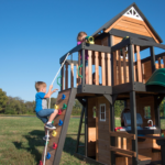 Backyard Discovery Canyon Creek Cedar Wooden Swing Set with Clubhouse, Monkey Bars & Wave Slide - Image 2