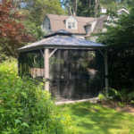 PURPLE LEAF 10 x 12 ft. Light Grey Hardtop Gazebo with Galvanized Steel Roof, Aluminum Frame, Curtains & Netting - Image 2