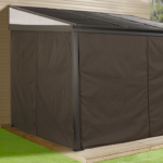 Sojag Portland 10 x 12 ft. Wall-Mounted Hardtop Gazebo with Galvanized Steel Roof, Aluminum Frame, Curtains & Mosquito Netting - Image 3