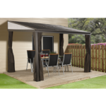 Sojag Portland 10 x 12 ft. Wall-Mounted Hardtop Gazebo with Galvanized Steel Roof, Aluminum Frame, Curtains & Mosquito Netting - Image 2