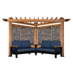 Backyard Discovery Tuscany Cabana Cedar Pergola with Built-In Conversation Seating & Bamboo Privacy Panels
