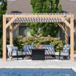 Yardistry Meridian 10 x 12 ft. Wooden Louvered Pergola with Adjustable Aluminum Roof