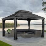 Sojag Messina 12 x 16 ft. Hardtop Gazebo with Galvanized Steel Roof & Mosquito Netting