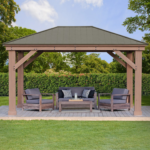Yardistry 12 x 16 ft. Cedar Wood Gazebo with Aluminum Hardtop Roof