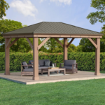 Yardistry 12 x 16 ft. Cedar Wood Gazebo with Aluminum Hardtop Roof - Image 2