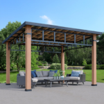 Yardistry 12 x 14 ft. Contemporary Cedar Gazebo with Aluminum Hardtop Roof