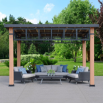 Yardistry 12 x 14 ft. Contemporary Cedar Gazebo with Aluminum Hardtop Roof - Image 2