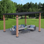 Yardistry 12 x 14 ft. Contemporary Cedar Gazebo with Aluminum Hardtop Roof - Image 3