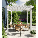Arlmont & Co. Kingston 7 x 7 ft. White Vinyl Pergola
