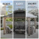 Sunjoy 10' × 12' Cedar Wood Hardtop Gazebo with 2-Tier Steel Roof - Image 3