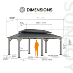 Sunjoy 12' × 20' Cedar Wood Hardtop Gazebo with 2-Tier Steel Roof - Image 3