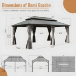 DOMI Outdoor Living 12x20 Classic Hardtop Gazebo with Aluminum Frame, Galvanized Steel Double Roof, Netting & Curtains - Image 4