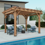 Backyard Discovery Beaumont 12 ft. x 10 ft. Cedar Wood Pergola with PowerPort
