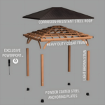 Backyard Discovery Barrington 14x12 Cedar Hardtop Gazebo with Galvanized Steel Roof & PowerPort - Image 3