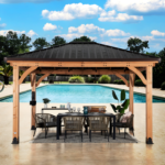 Backyard Discovery Barrington 14x12 Cedar Hardtop Gazebo with Galvanized Steel Roof & PowerPort - Image 2