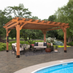 Backyard Discovery Beaumont 16 ft. x 12 ft. Cedar Wood Pergola with PowerPort